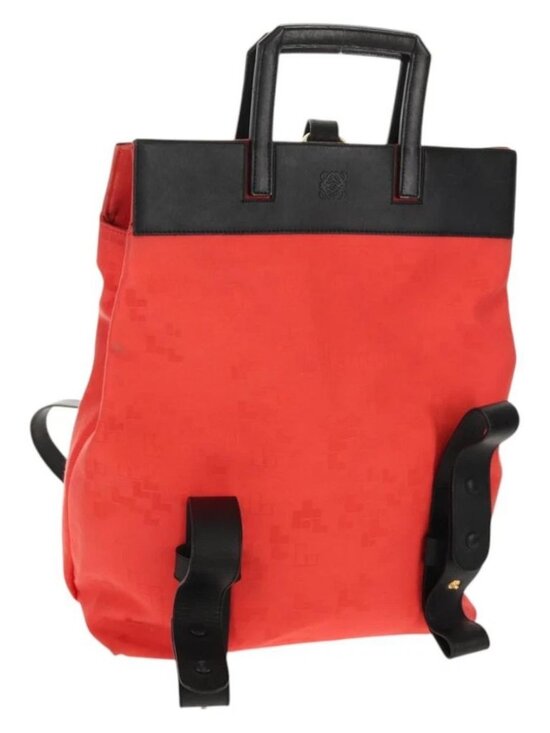 LOEWE Backpack Canvas Black Red Auth main image 16